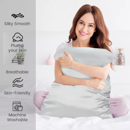 2x Luxury Satin Silk Pillowcases – Wake Up to Frizz-Free, Smooth Hair
