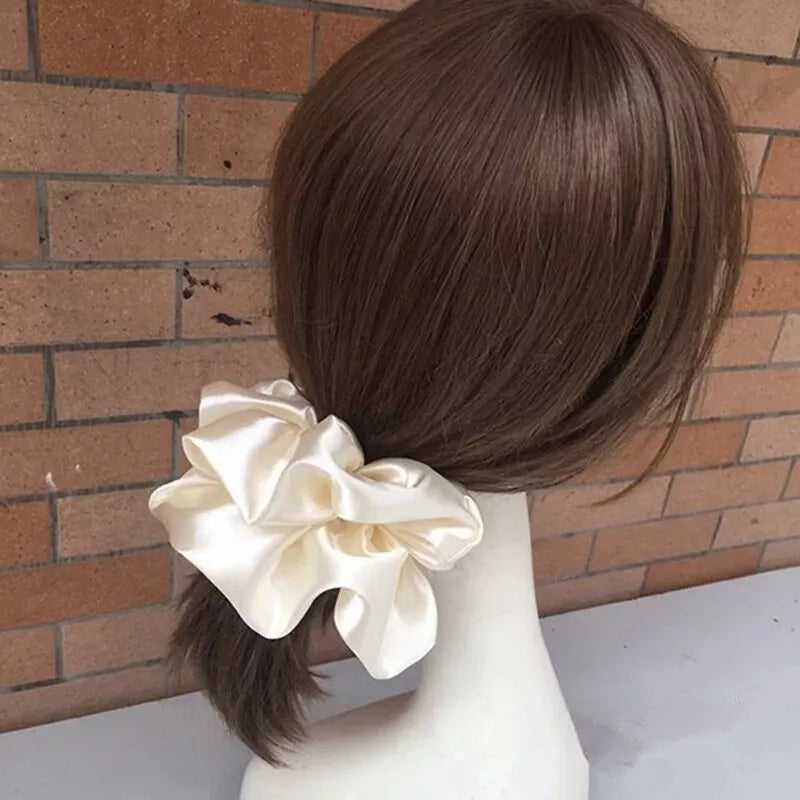 Large Silk Satin Scrunchies – Luxe Elastic Hair Bands for Effortless Style