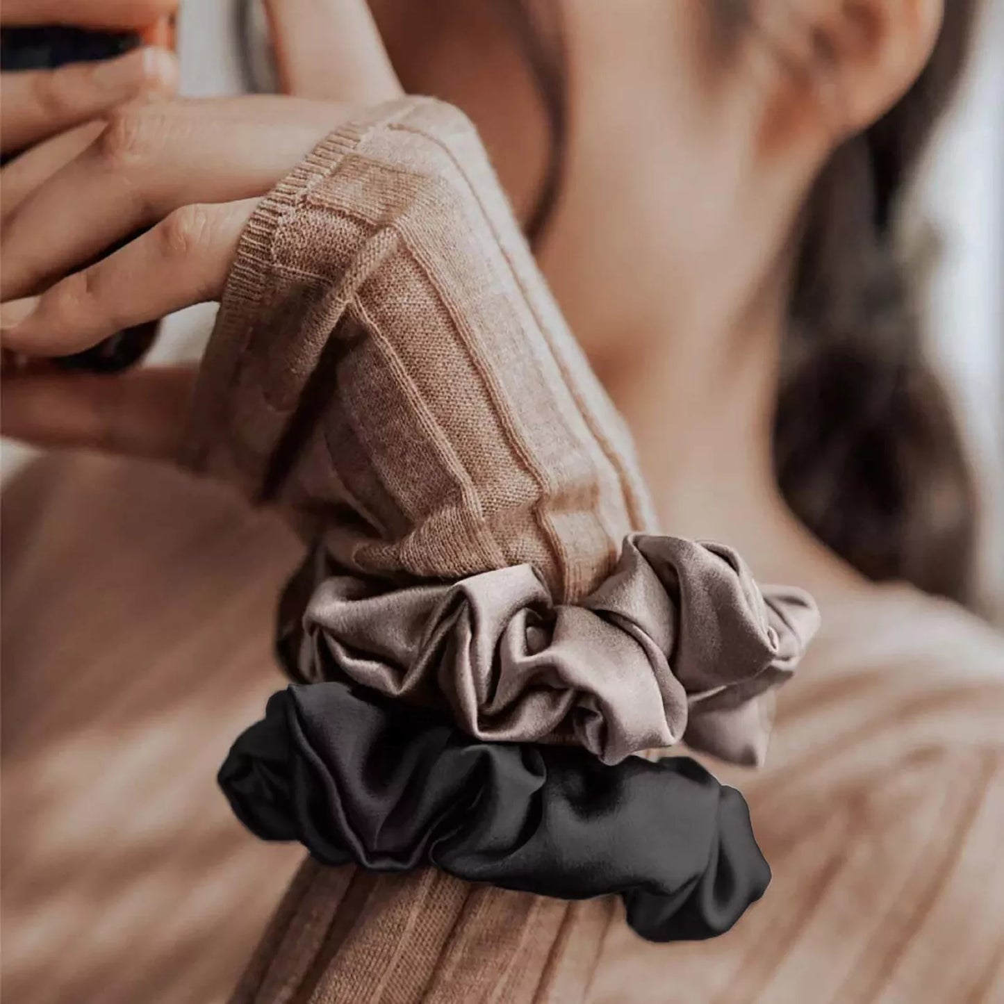 Large Silk Satin Scrunchies – Luxe Elastic Hair Bands for Effortless Style
