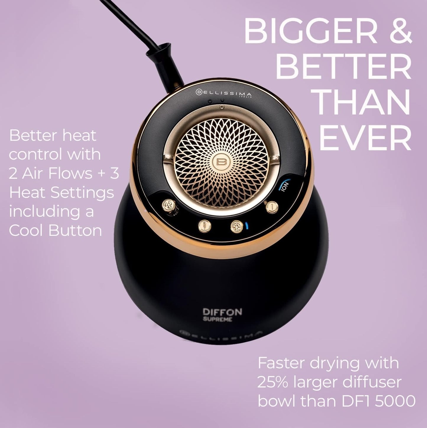 Bellissima Italia Diffon Supreme Ionic Diffuser & Curly Hair Dryer