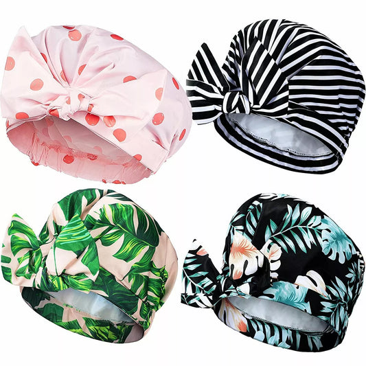 Reusable Women’s Shower Cap – Waterproof Large Turban for Long Hair