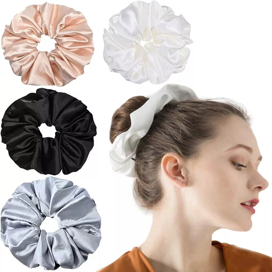 Large Silk Satin Scrunchies – Luxe Elastic Hair Bands for Effortless Style