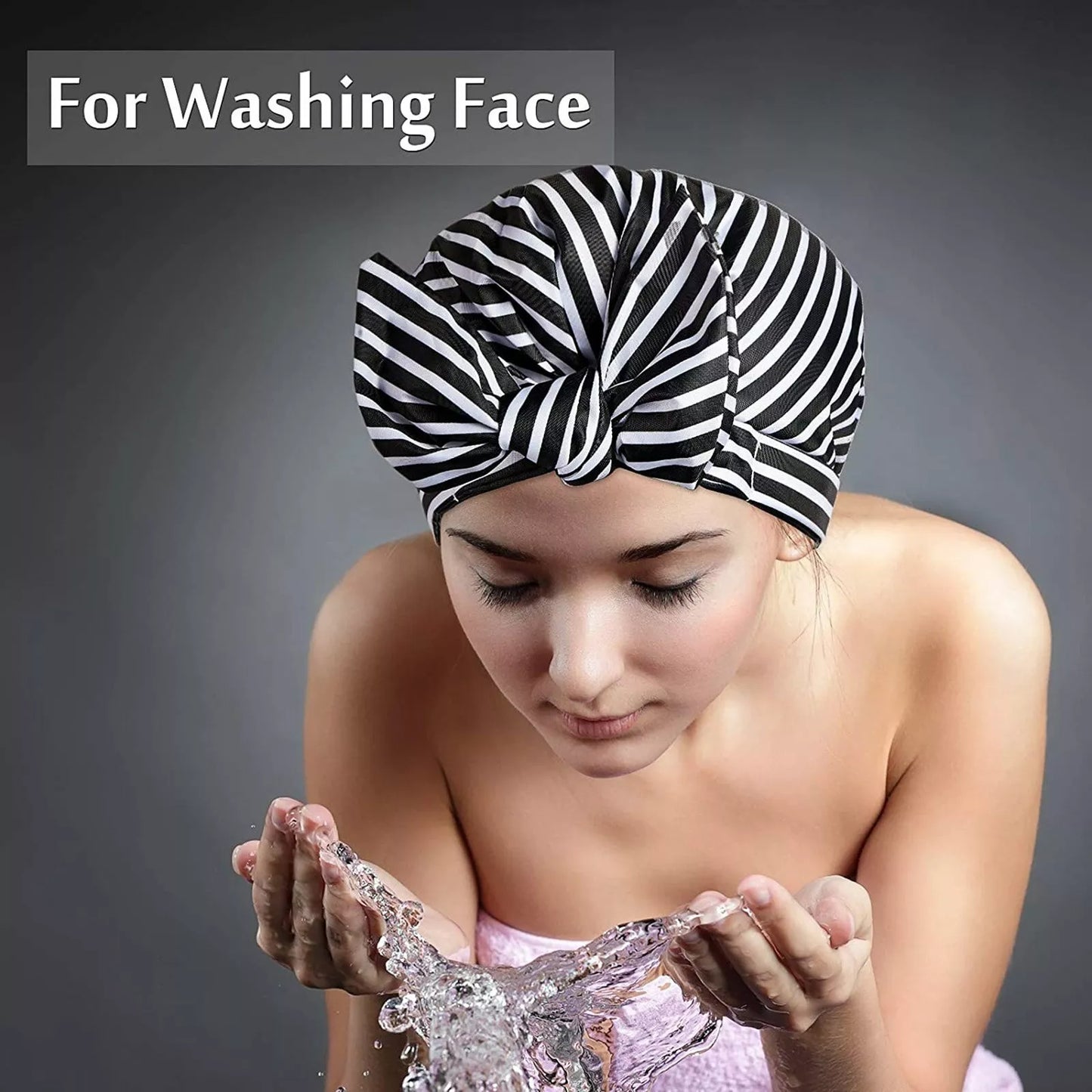 Reusable Women’s Shower Cap – Waterproof Large Turban for Long Hair