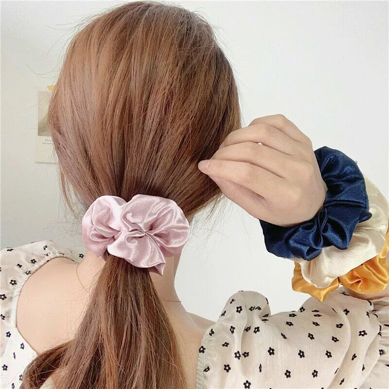 Large Silk Satin Scrunchies – Luxe Elastic Hair Bands for Effortless Style