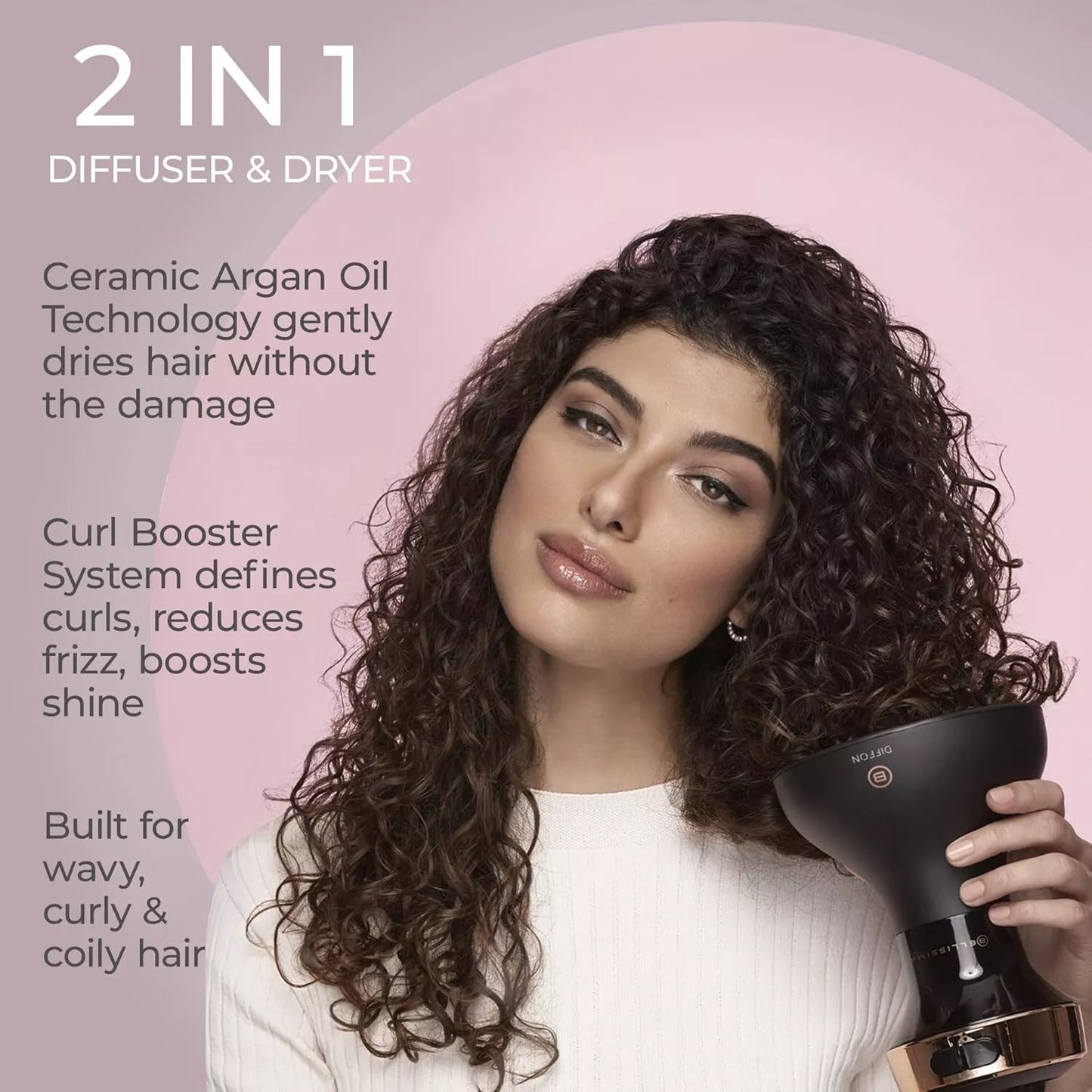 Bellissima Italia Diffon Supreme Ionic Diffuser & Curly Hair Dryer