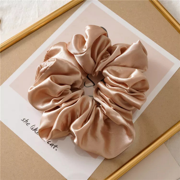 Large Silk Satin Scrunchies – Luxe Elastic Hair Bands for Effortless Style
