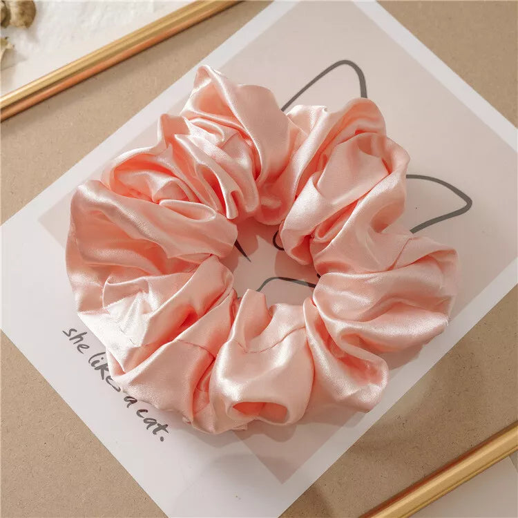 Large Silk Satin Scrunchies – Luxe Elastic Hair Bands for Effortless Style