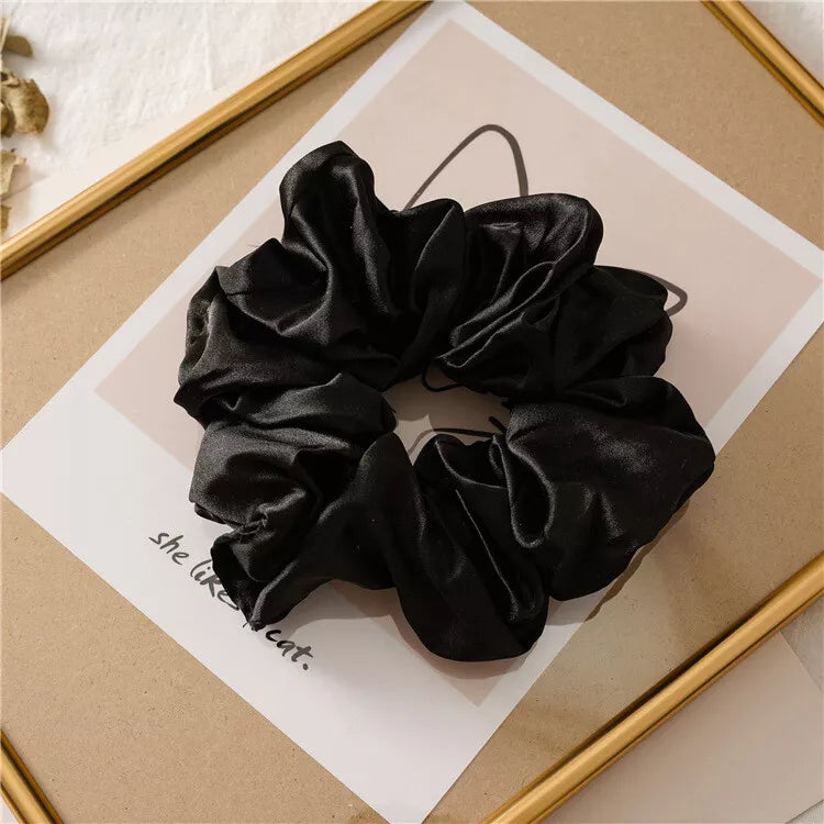 Large Silk Satin Scrunchies – Luxe Elastic Hair Bands for Effortless Style
